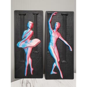 Vintage MCM Miller Studio Ballerina Ballet Dancers Wall‎ Plaque Decor Kitschy